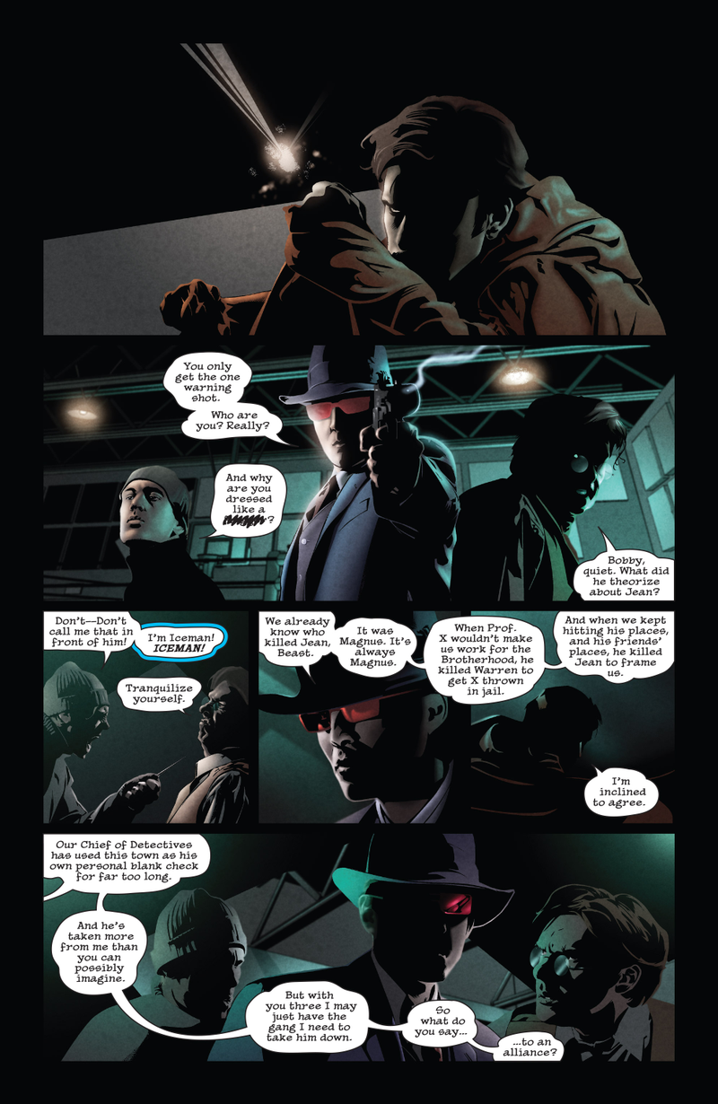 The X-Men investigating the murder of Jean Grey.